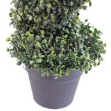 Leaf Design UK 90cm (3ft) Artificial Boxwood Tower Tree with Spiral Metal Top – Indoor and Outdoor Topiary
