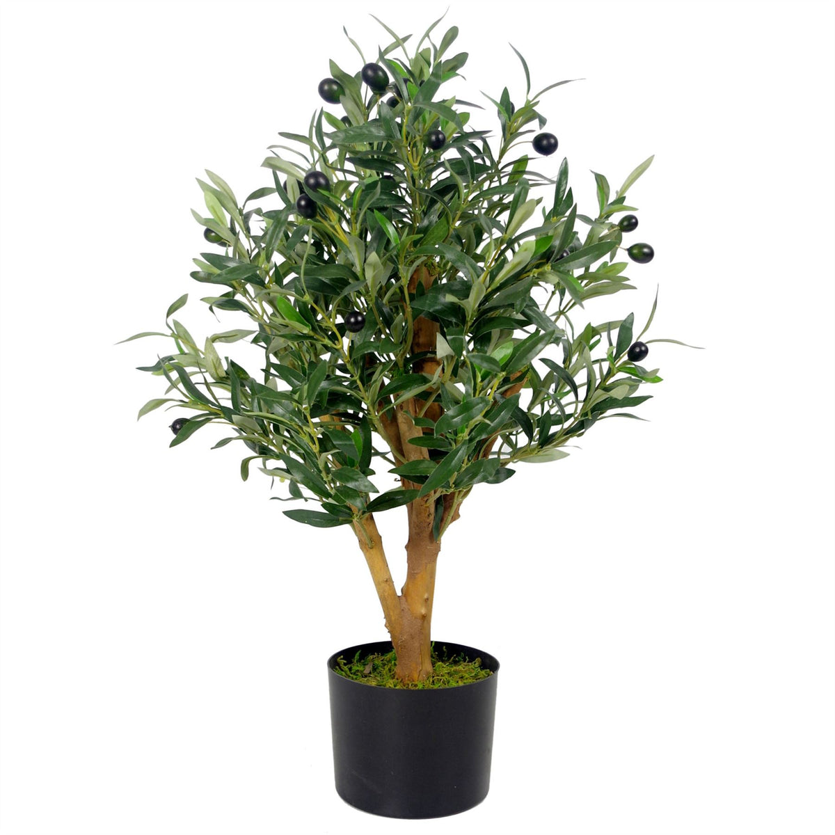 Leaf Design UK 65cm Luxury Artificial Olive Tree Bush with Wired Stems – Premium Range Faux Plant