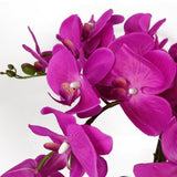 Leaf Design Artificial Deluxe Bush Orchid, 85cm – Large Dark Pink Flowers, Table Decoration, Potted