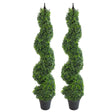 Pair of artificial boxwood tower topiary trees