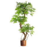 Leaf 140cm Realistic Artificial Japanese Fruticosa Ficus Tree with Copper Metal Planter – Hallway Plant