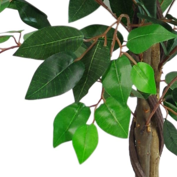 Leaf Design Artificial Bushy Ficus Tree, 110cm – Real Wood Trunk with Twisted Vine Detail, Hallway Decor
