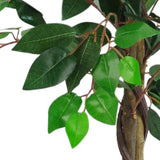 Leaf Design Artificial Bushy Ficus Tree, 110cm – Real Wood Trunk with Twisted Vine Detail, Hallway Decor