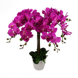 Leaf Design Artificial Deluxe XL Orchid, 85cm – Large Dark Pink Flowers, Table Decoration, Potted