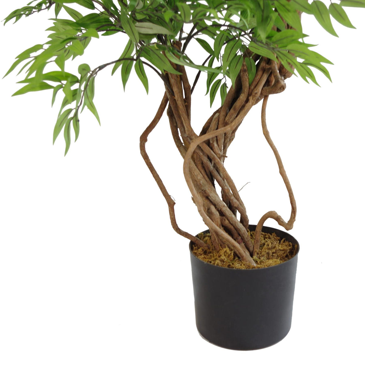 Leaf 140cm Artificial Japanese Fruticosa Ficus Tree with Silver Metal Planter – Realistic Evergreen Décor