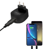 FX Dual USB Mains Charger with 2.4A Fast Charging & LED Light, EU Plug – Charge Two Devices at Once, Black