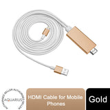 Aquarius Full HD HDMI Connector Cable for 8-Pin Phone & Pad – 1080p HDTV Adapter, Gold