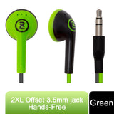 2XL Offset In-Ear Headphones with 3.5mm Jack for Hands-Free Listening – Comfortable Everyday Audio, Green