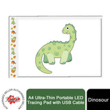 Doodle A4 Ultra-Thin Portable LED Tracing Pad with USB Cable – Dimmable Light Box for Drawing, Dinosaur