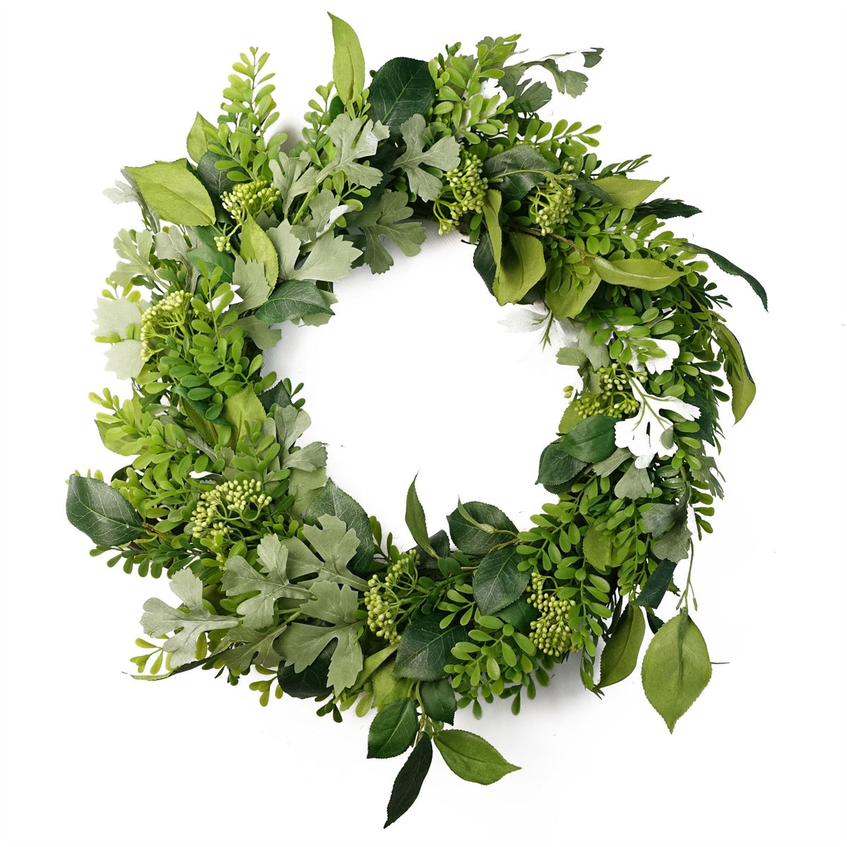Leaf Large Artificial Fern Leaf Wreath, 50cm – Natural Woven Base, Door Decoration