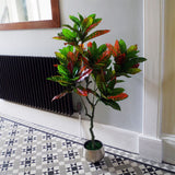 Leaf Artificial Codiaeum Variegatum Tree, 130cm – Multicoloured Croton with Wired Stems