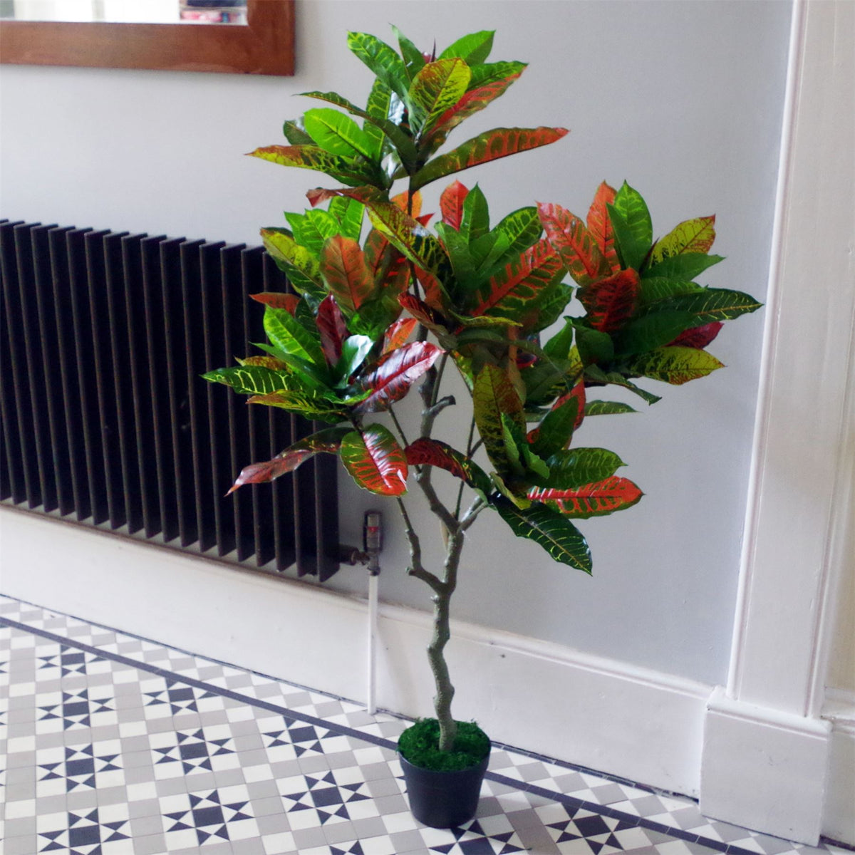Leaf Artificial Codiaeum Variegatum Tree, 130cm – Multicoloured Croton with Wired Stems