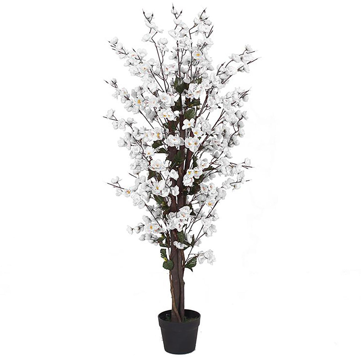 Leaf Design UK Artificial White Blossom Tree, 120cm – Realistic Faux Tree in Plastic Pot