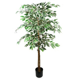 Leaf Premium Artificial Ficus Tree, 150cm with 1008 Silk Leaves – Realistic Faux Plant in Black Weighted Pot