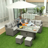 Outsunny Rattan Sofa Set footstool detail