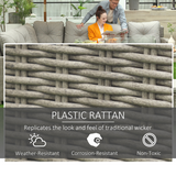 Outsunny Rattan Sofa Set fire pit glass wind guard detail