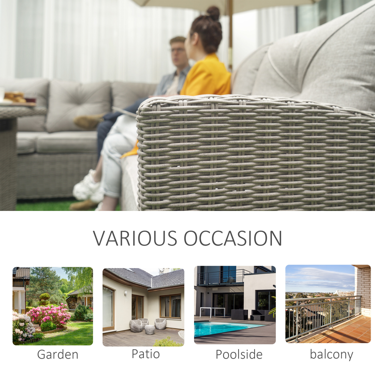 Outsunny Rattan Sofa Set evening lifestyle image