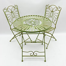Green 3-piece metal garden bistro set