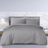Sleepdown Sateen Stripe Reversible Single Duvet Cover Set with Pillowcase – OEKO-TEX Bedding, Grey