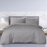 Sleepdown Sateen Stripe Reversible Single Duvet Cover Set with Pillowcase – OEKO-TEX Bedding, Grey