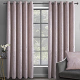 Sleepdown Marble Effect Blackout Eyelet Curtains, Velvet Look Ready Made Pair – 46 x 54 Inch, Blush