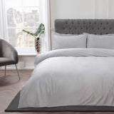 Sleepdown Luxury Matt Velvet Duvet Cover Set with Pillowcase – Modern Bedding Set, Silver