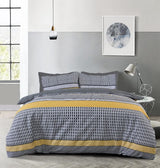Sleepdown Striped Geometric Reversible Single Duvet Cover Set with Pillowcase – Polycotton Bedding, Mono