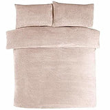 Sleepdown Teddy Fleece Duvet Cover Set with Pillowcase – Cosy Fleece Bedding for Winter, Natural
