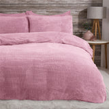 Sleepdown Teddy Fleece Duvet Cover Set with Matching Pillowcase, Single – Cosy Bedding, Mauve
