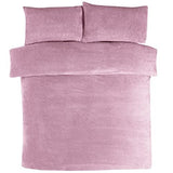 Sleepdown Teddy Fleece Duvet Cover Set with Matching Pillowcase, Single – Cosy Bedding, Mauve