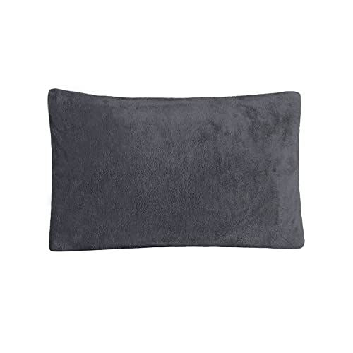 Sleepdown Teddy Fleece Housewife Pillowcase Pair – Super Soft Cuddly Bedding, Charcoal