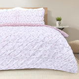 Sleepdown Ruched Pleat Ditsy Leaves Reversible Duvet Cover Set with Pillowcase(s) – Single Bedding