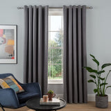 Charcoal tonal fleck blackout eyelet curtains