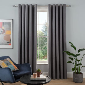 Charcoal tonal fleck blackout eyelet curtains