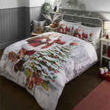Sleepdown Father Christmas Reversible Double Duvet Cover Set with Pillowcases – Festive Illustrated Santa Bedding
