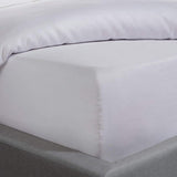 Sleepdown 300 Thread Count Cotton Sateen Fitted Sheet, 25cm Depth – Anti-Allergy Bedding, White