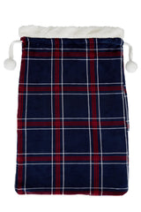 Navy check fleece Christmas sack