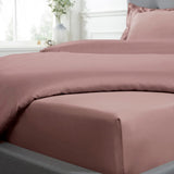 Sleepdown 300 Thread Count Cotton Sateen Fitted Sheet, 25cm Deep – Anti-Allergy Bedding, Blush, Single