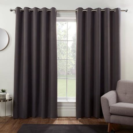 Charcoal ultra soft blackout eyelet curtains