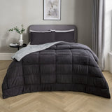 Sleepdown Reversible Teddy Fleece Bedspread, 200 x 200cm – Soft Warm Bed Throw, Grey and Charcoal