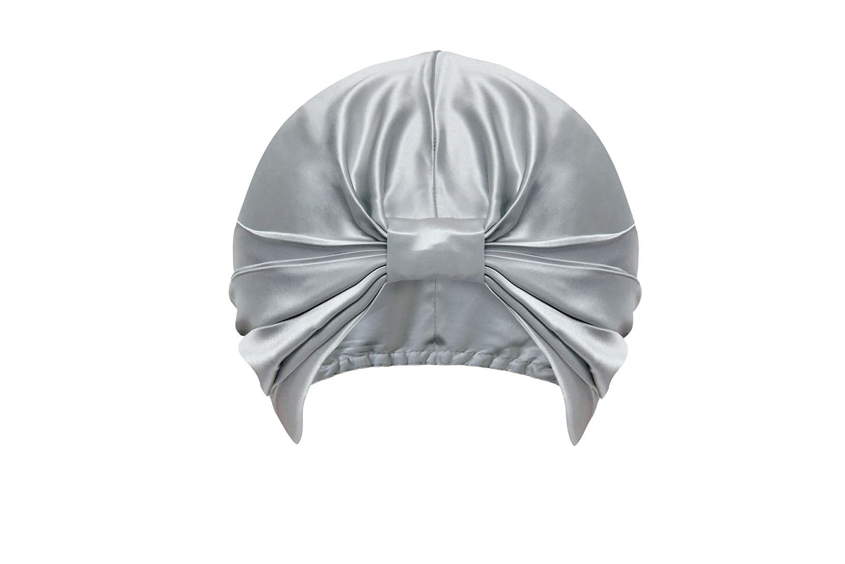 Sleepdown 100% Silk Hair Wrap, 20cm Diameter – 22 Momme Silk for Smooth, Moisture-Retaining Hair, Silver Grey