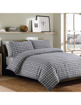 Sleepdown Bonton Flannel Plaid Duvet Set with 2 Pillowcases – 100% Brushed Cotton Winter Bedding