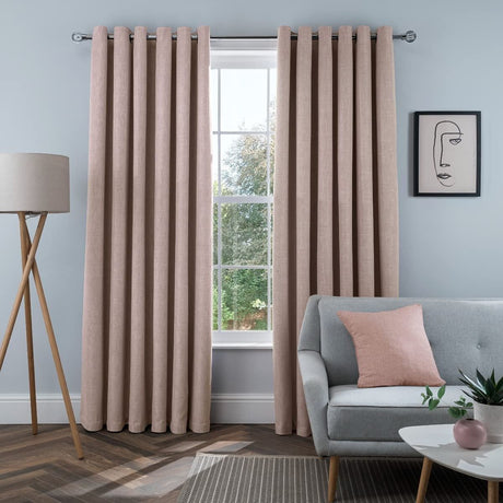 Blush linen look blackout curtains