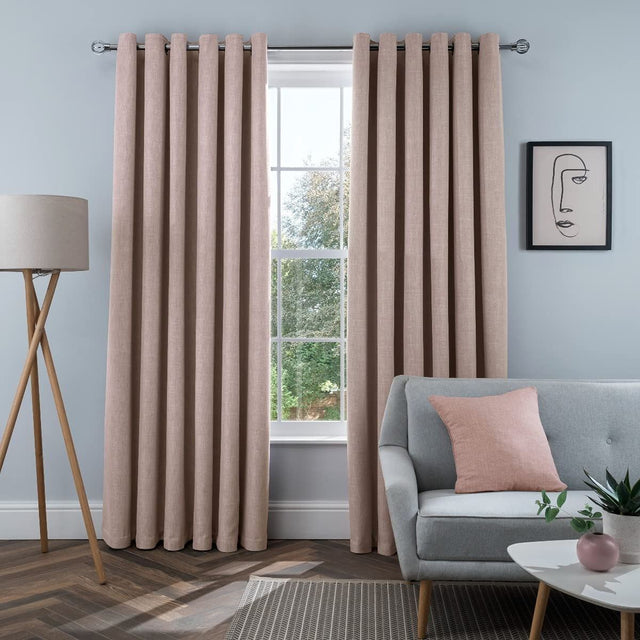 Blush linen look blackout curtains