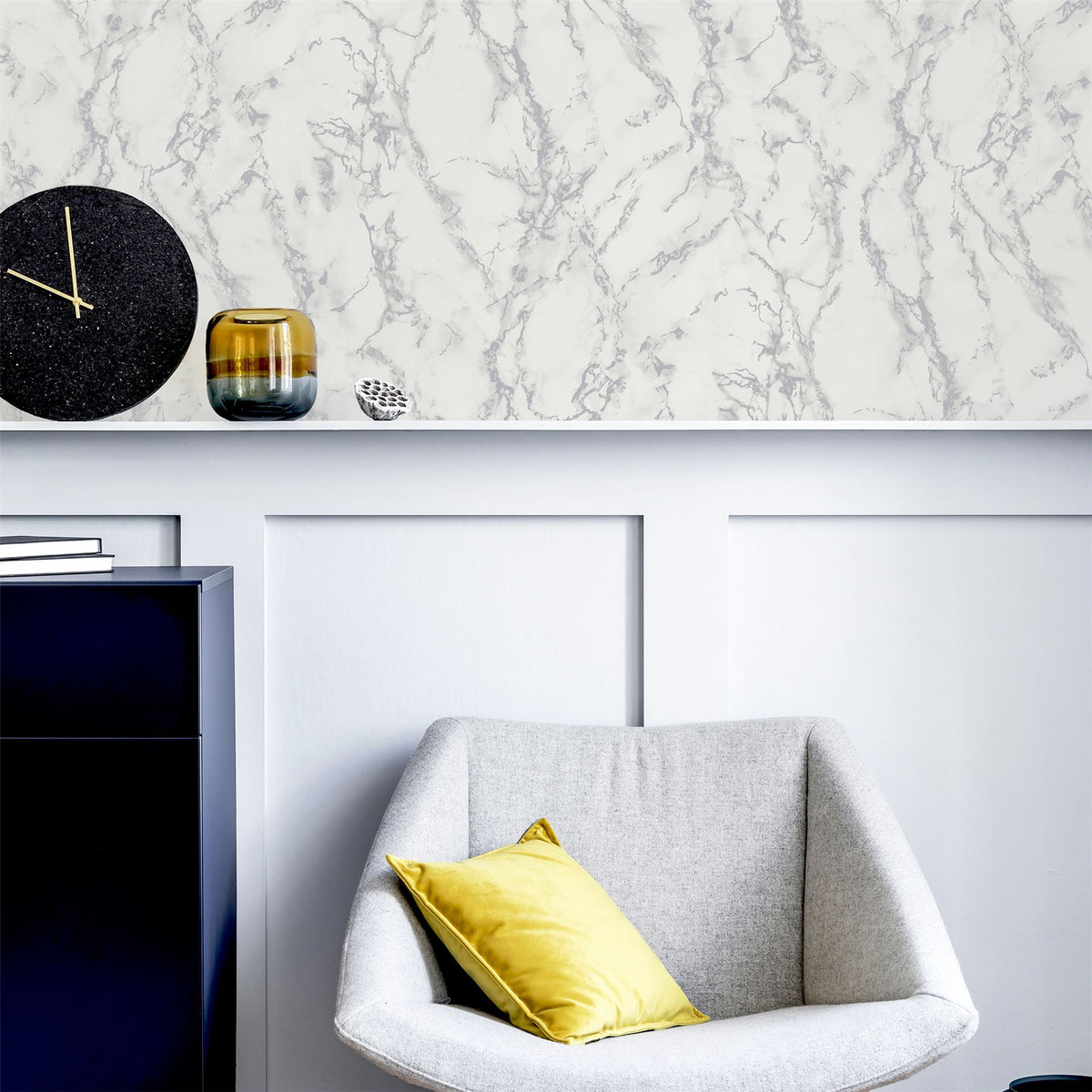 Arthouse Carrara Marble Wallpaper, Light Grey Marble Effect – Paste the Paper, Silver