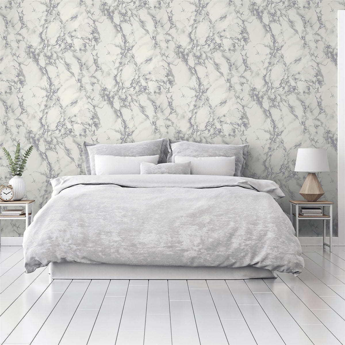 Arthouse Carrara Marble Wallpaper, Light Grey Marble Effect – Paste the Paper, Silver
