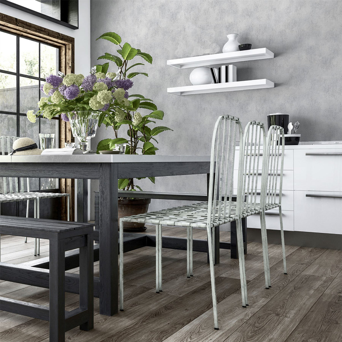 Arthouse Brushed Texture Wallpaper, Grey & Silver – Textured Stone Effect with Metallic Highlights