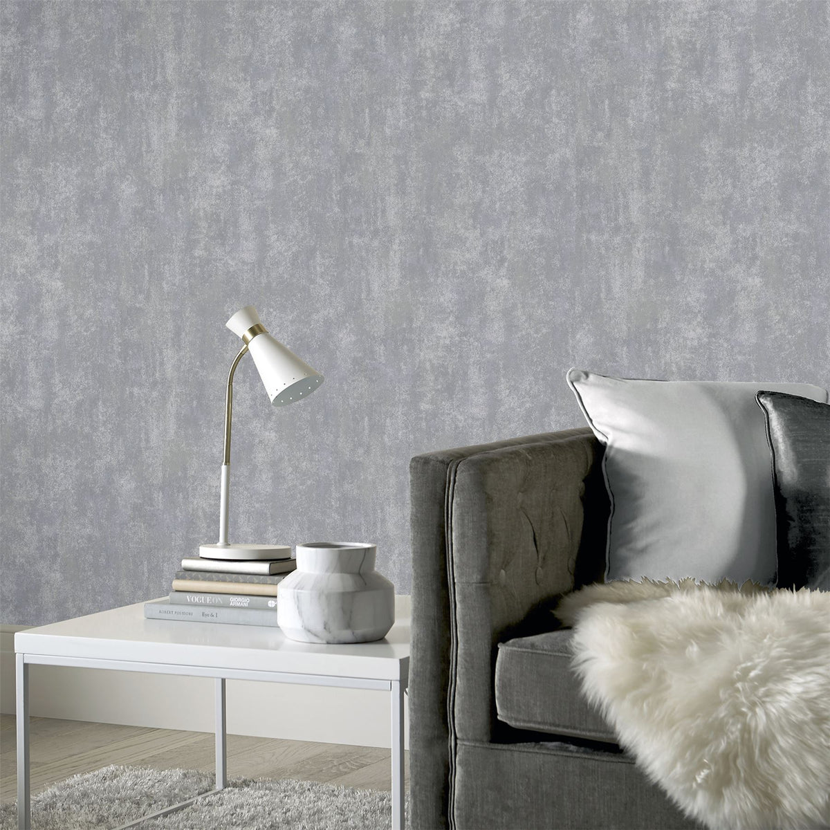 Arthouse Stone Textures Wallpaper, Charcoal & Rose Gold – Textured Stone Effect with Metallic Highlights