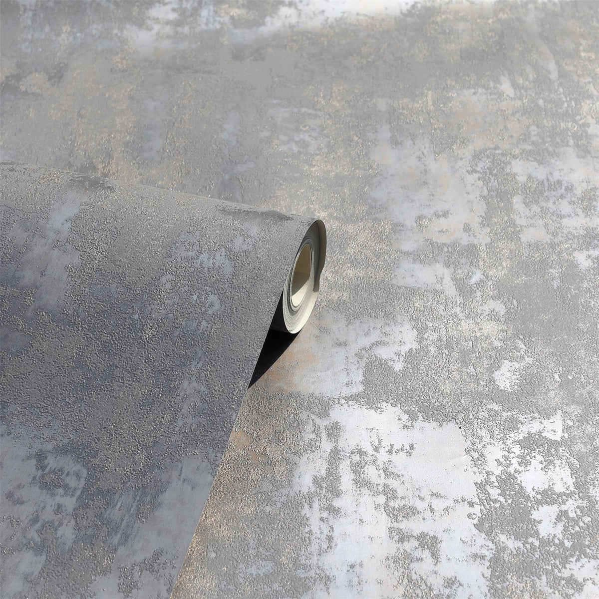 Arthouse Stone Textures Wallpaper, Charcoal & Rose Gold – Textured Stone Effect with Metallic Highlights