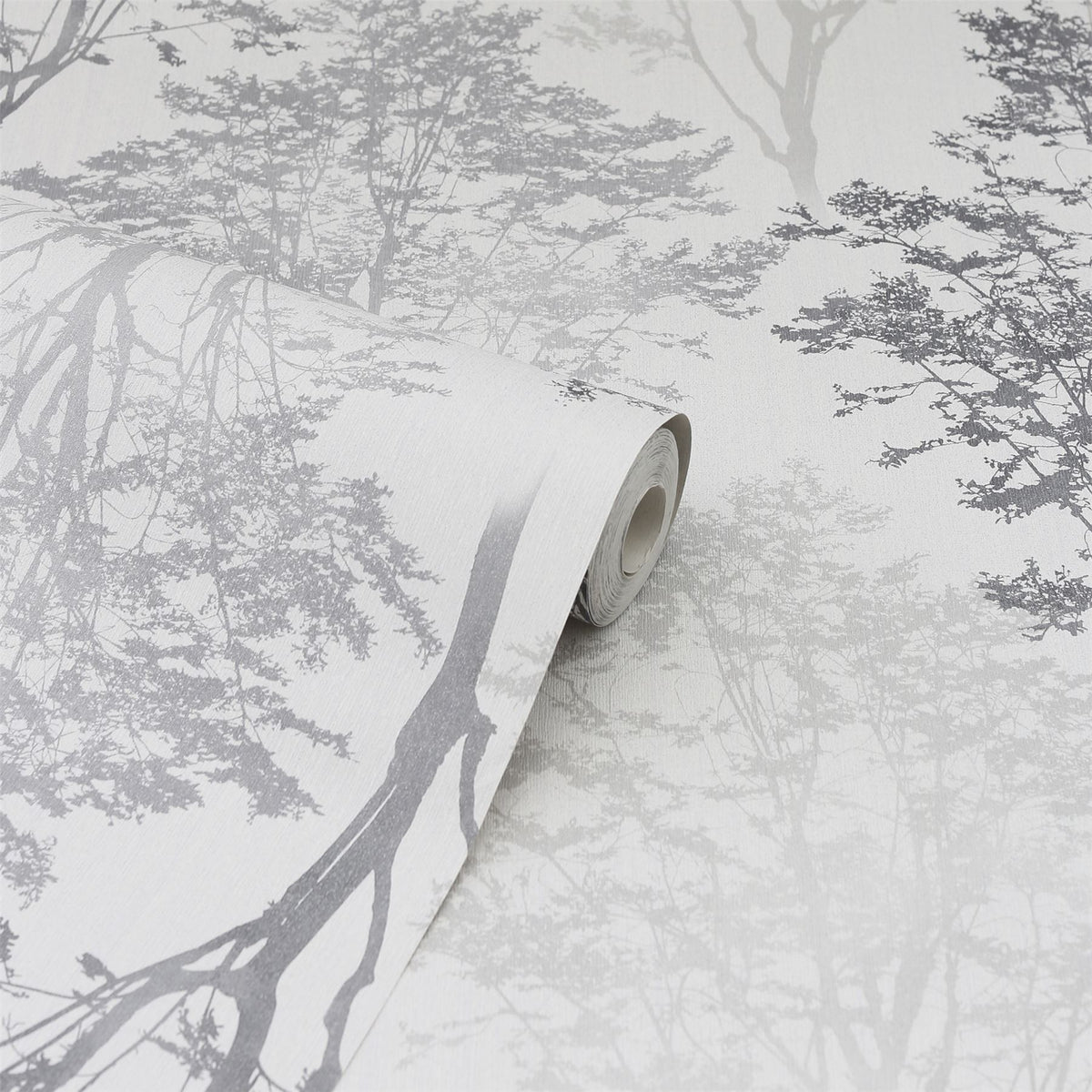 Arthouse Wildwood Wallpaper, Monochrome Glitter Woodland Design – Hardwearing Textured Vinyl